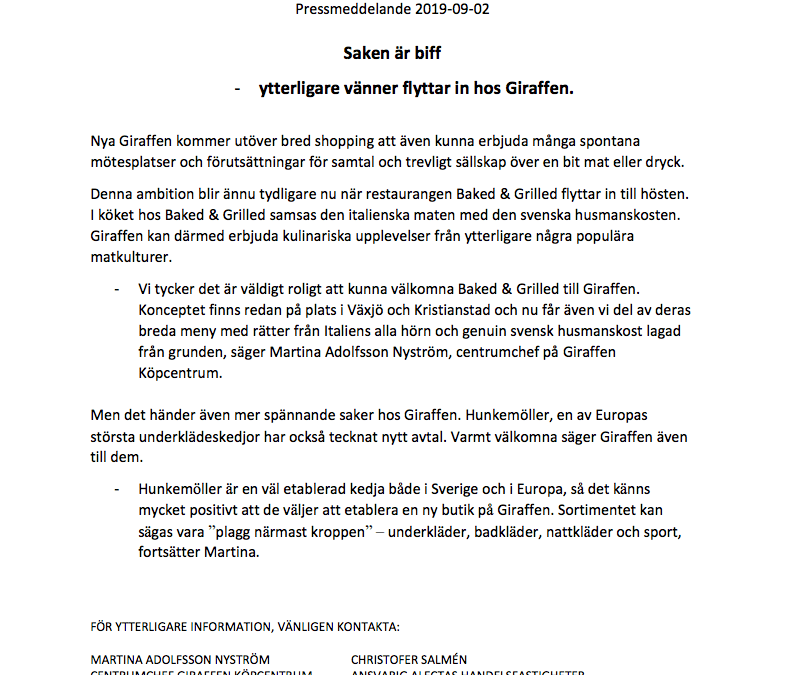 Pressmeddelande 2019